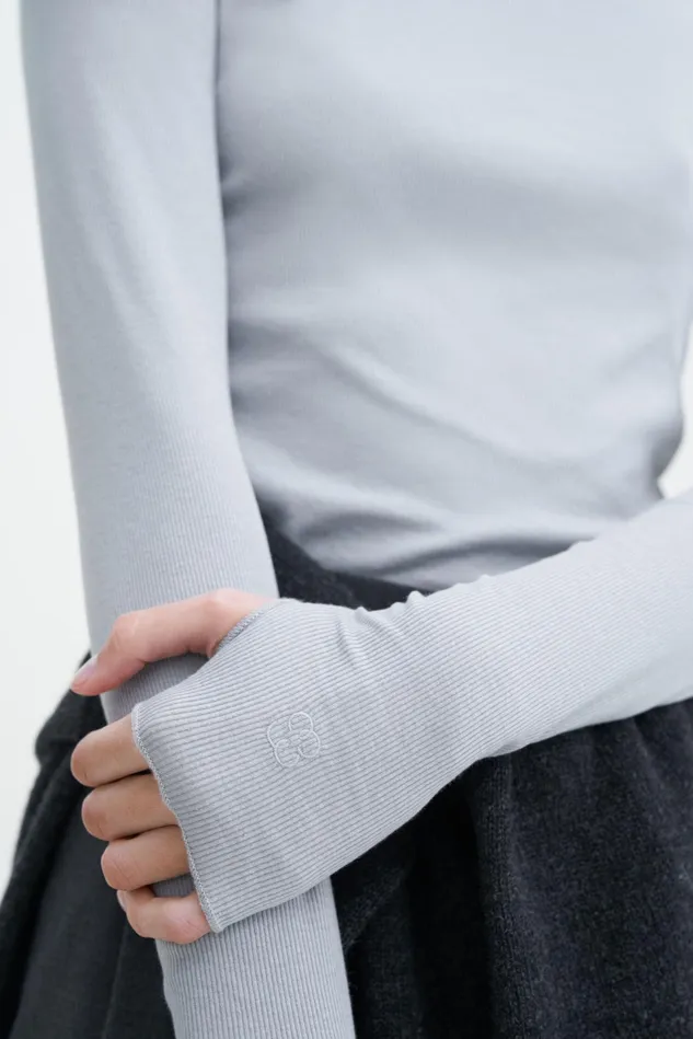Women Rib Mock Neck Top Thunderstorm Filippa K Tops