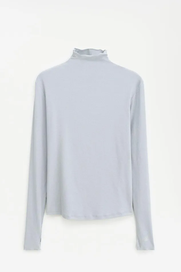 Women Rib Mock Neck Top Thunderstorm Filippa K Tops