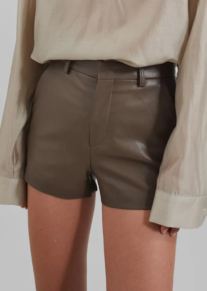 Women Riga Faux Leather Hot Pants 8211 Brown The Frankie Shop Bottoms