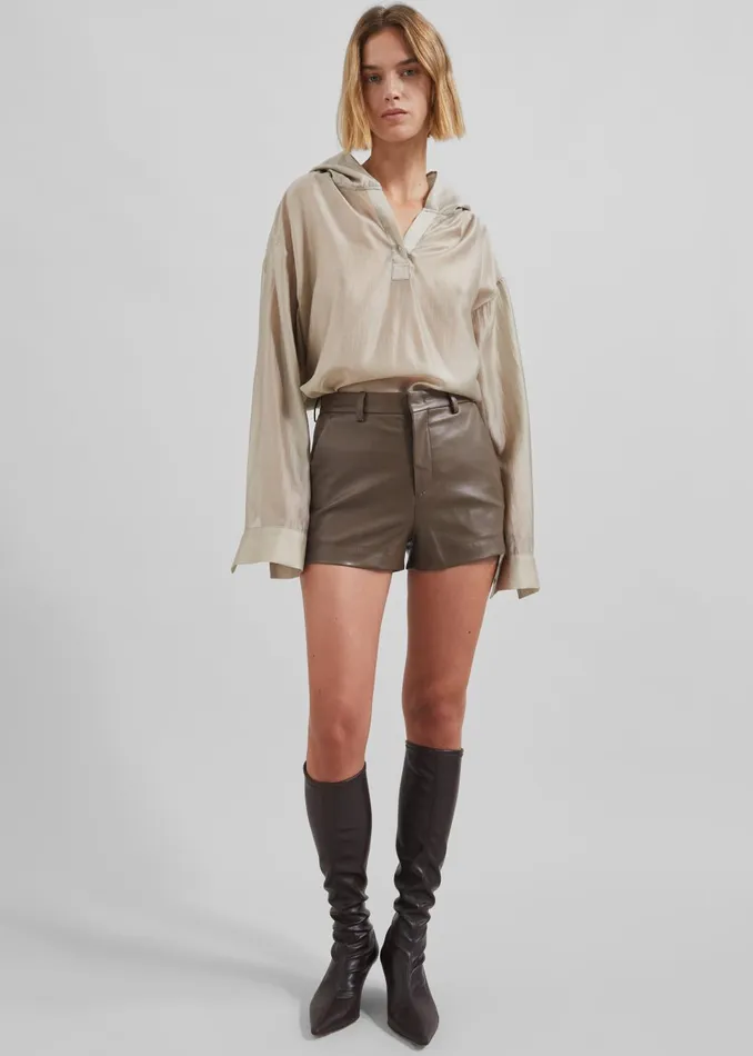 Women Riga Faux Leather Hot Pants 8211 Brown The Frankie Shop Bottoms
