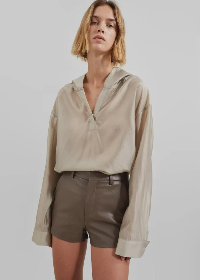 Women Riga Faux Leather Hot Pants 8211 Brown The Frankie Shop Bottoms