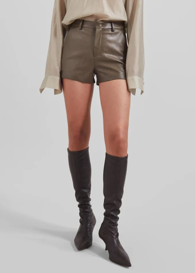 Women Riga Faux Leather Hot Pants 8211 Brown The Frankie Shop Bottoms