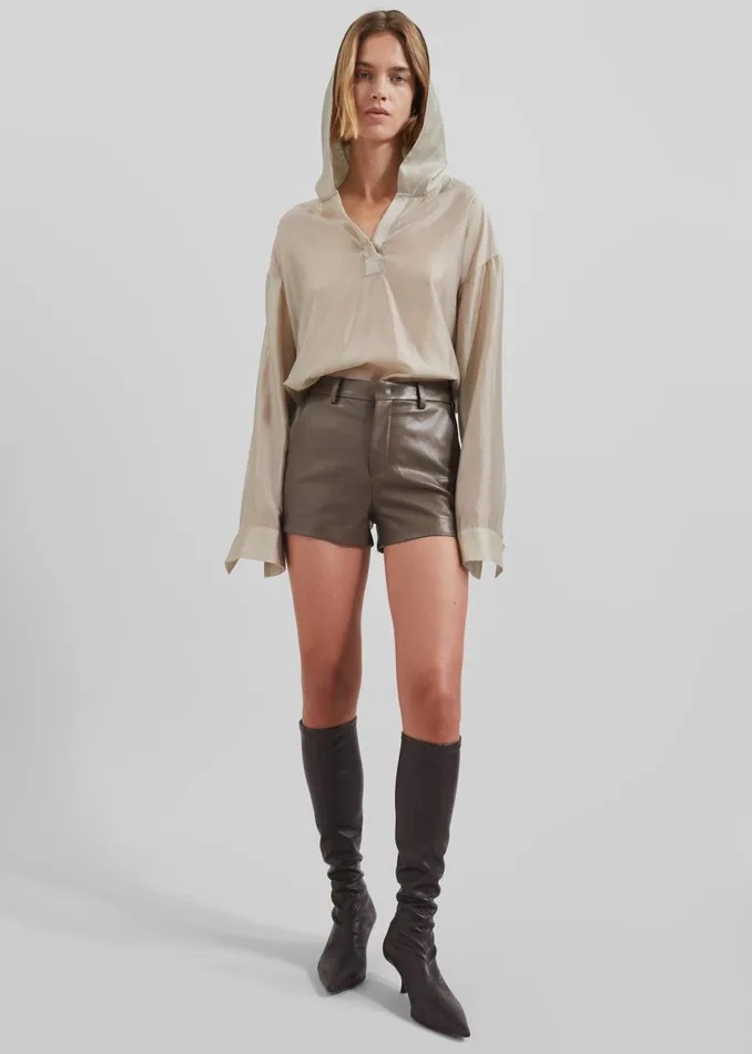 Women Riga Faux Leather Hot Pants 8211 Brown The Frankie Shop Bottoms