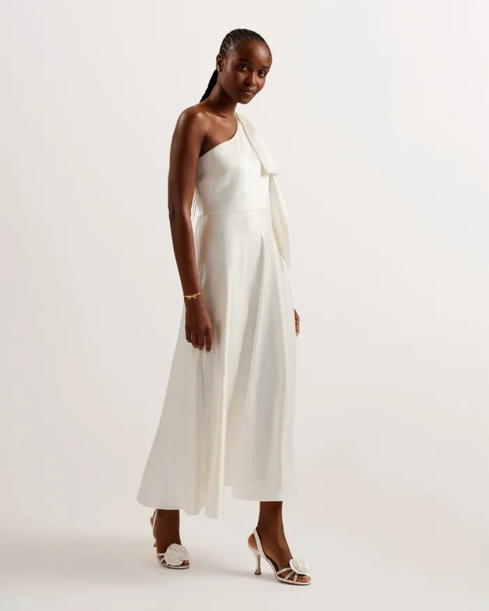 Women RIKUTO 8211 Draped One Shoulder Midi Dress Ivory Ted Baker Dresses Women RIKUTO 8211 Draped One Shoulder Midi Dress Ivory Ted Baker Dresses