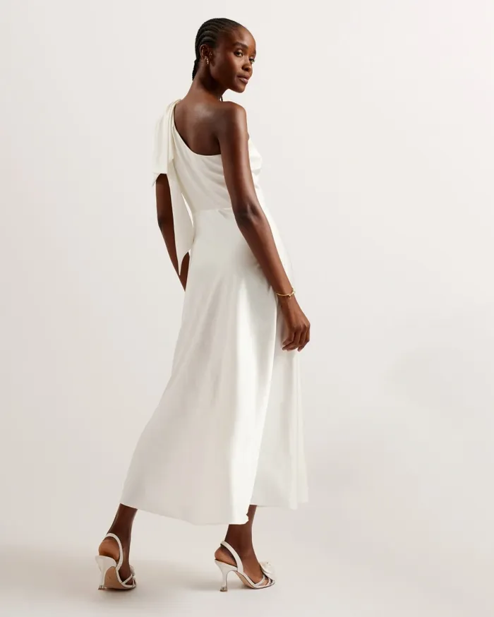 Women RIKUTO 8211 Draped One Shoulder Midi Dress Ivory Ted Baker Dresses Women RIKUTO 8211 Draped One Shoulder Midi Dress Ivory Ted Baker Dresses