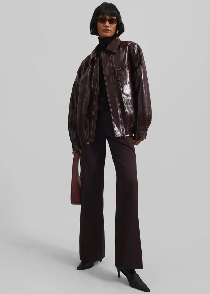 Women Risner Faux Leather Jacket 8211 Burgundy The Frankie Shop Outerwear