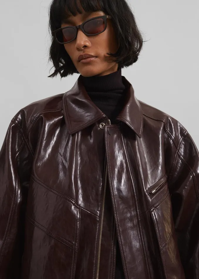 Women Risner Faux Leather Jacket 8211 Burgundy The Frankie Shop Outerwear