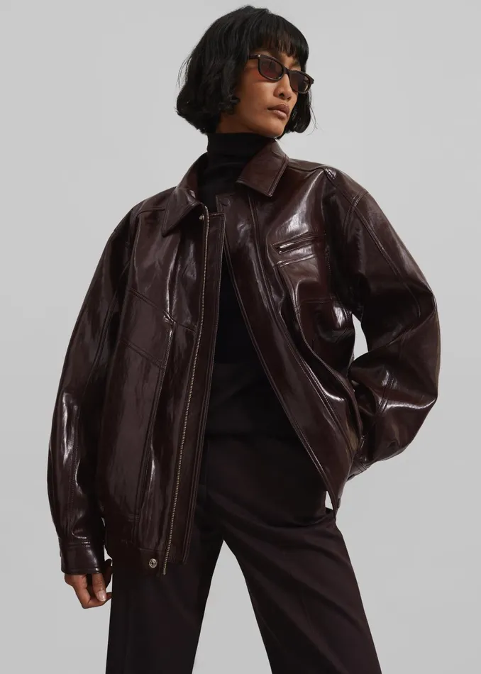 Women Risner Faux Leather Jacket 8211 Burgundy The Frankie Shop Outerwear