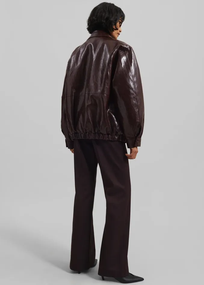 Women Risner Faux Leather Jacket 8211 Burgundy The Frankie Shop Outerwear