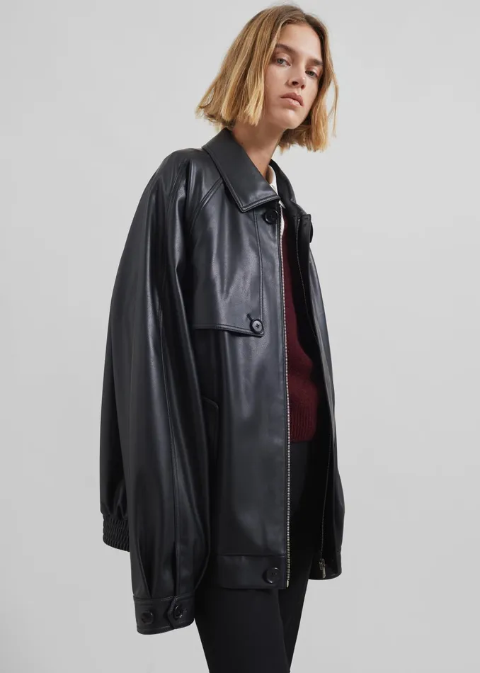 Women Roisin Faux Leather Jacket 8211 Black The Frankie Shop Outerwear