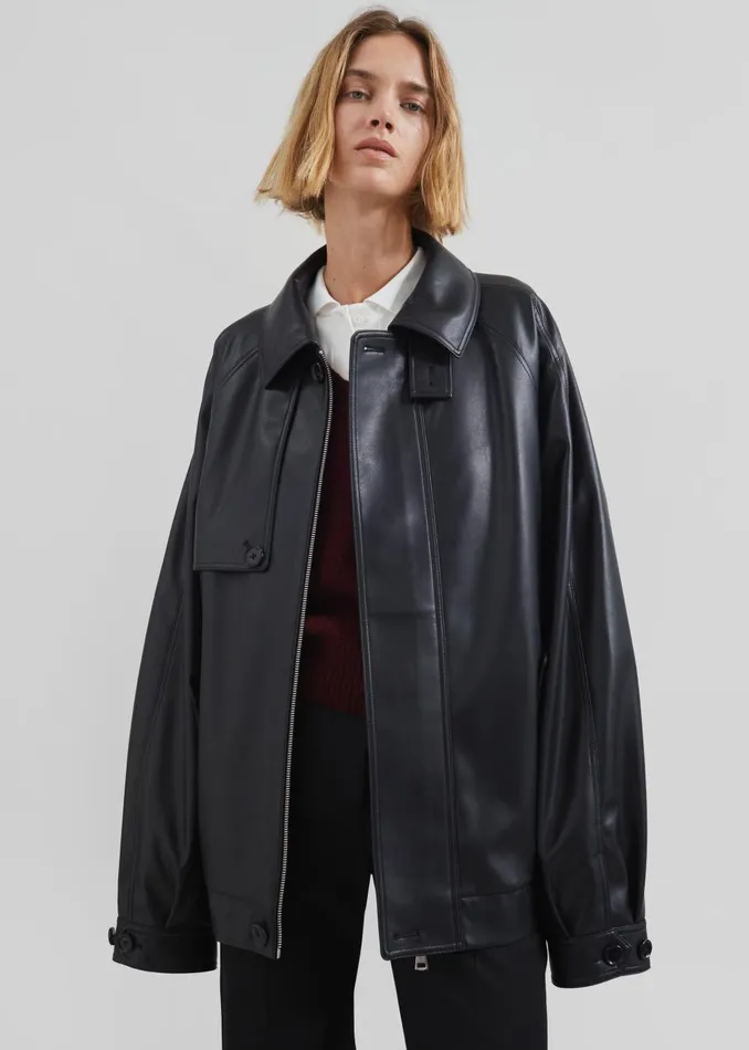 Women Roisin Faux Leather Jacket 8211 Black The Frankie Shop Outerwear