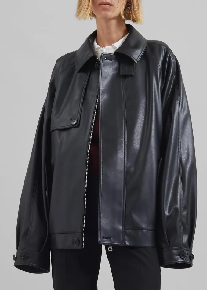Women Roisin Faux Leather Jacket 8211 Black The Frankie Shop Outerwear