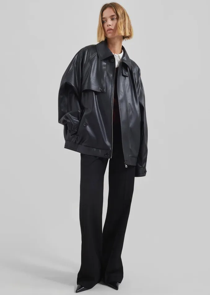 Women Roisin Faux Leather Jacket 8211 Black The Frankie Shop Outerwear
