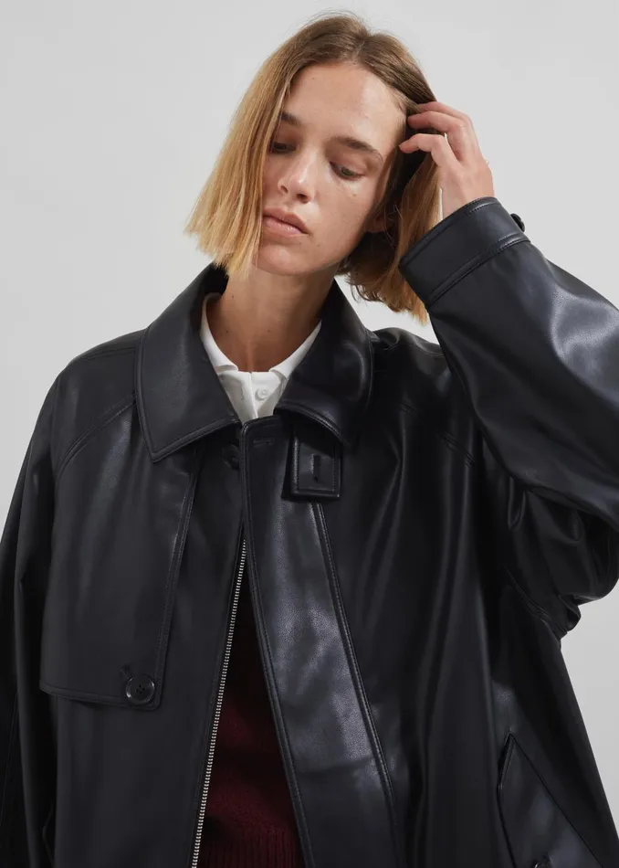 Women Roisin Faux Leather Jacket 8211 Black The Frankie Shop Outerwear
