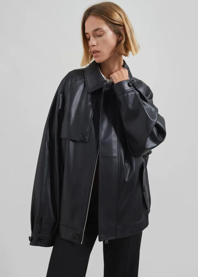 Women Roisin Faux Leather Jacket 8211 Black The Frankie Shop Outerwear