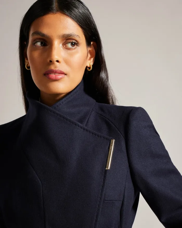 Women ROSE 8211 Wool Wrap Coat Navy Ted Baker Coats and Jackets