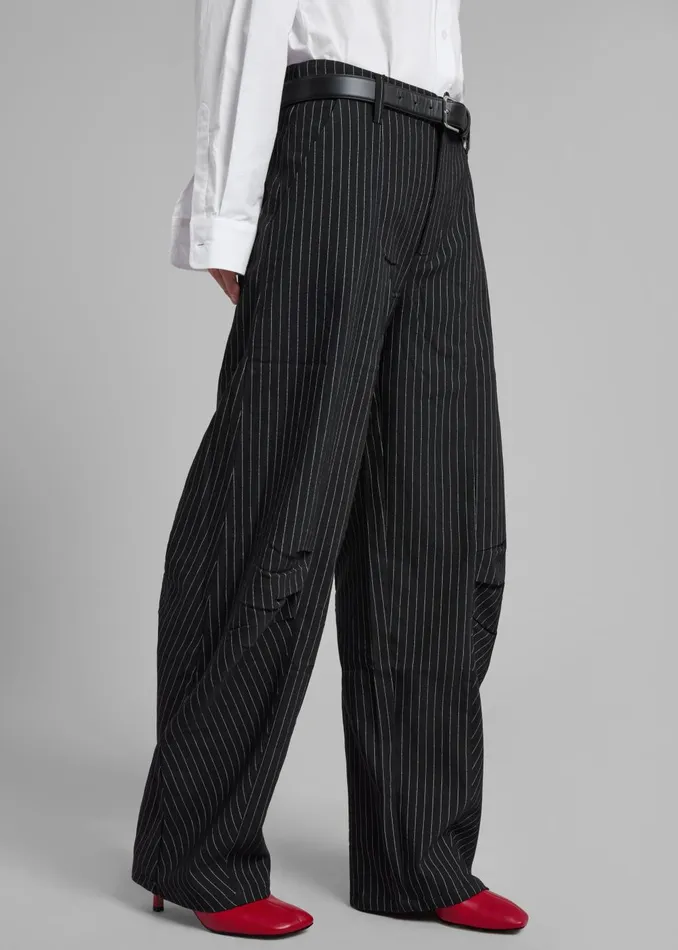 Women Rotate Cargo Pants 8211 Black Pinstripe The Frankie Shop Bottoms