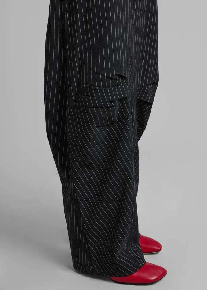 Women Rotate Cargo Pants 8211 Black Pinstripe The Frankie Shop Bottoms