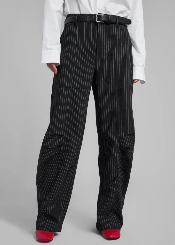 Women Rotate Cargo Pants 8211 Black Pinstripe The Frankie Shop Bottoms