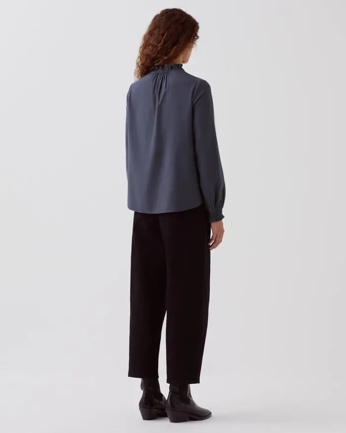Women Ruffle Neck Blouse Odyssey Gray Comptoir Des Cotonniers Blouses and Shirts and Tops