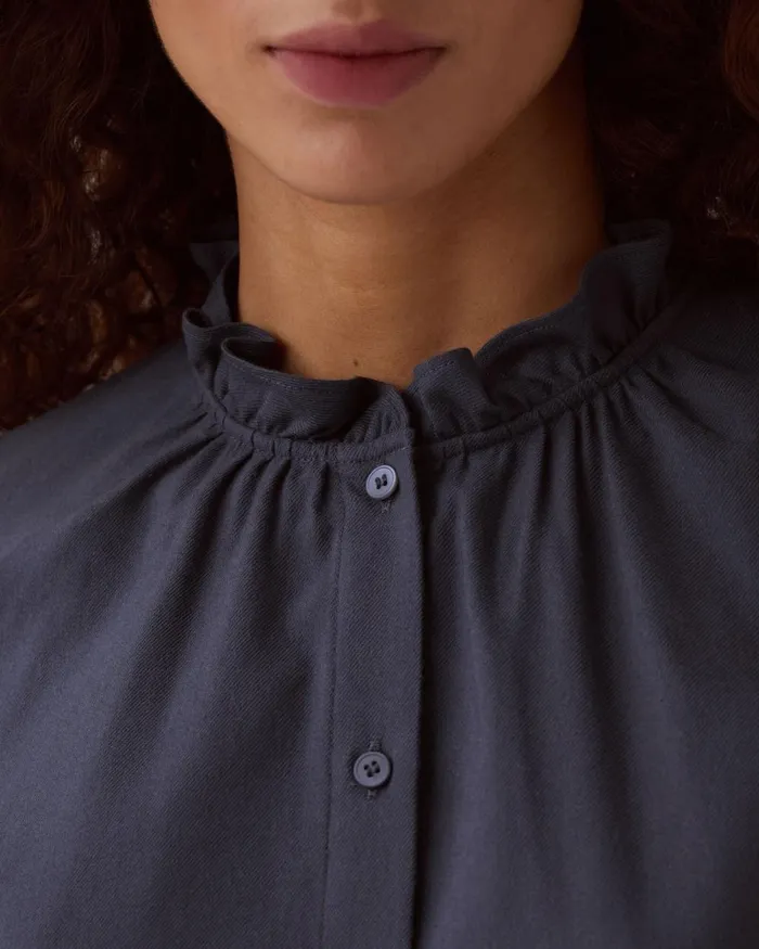 Women Ruffle Neck Blouse Odyssey Gray Comptoir Des Cotonniers Blouses and Shirts and Tops