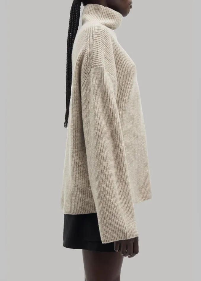 Women Samse Samse Sazlata Turtleneck 8211 Khaki Melange The Frankie Shop Knitwear