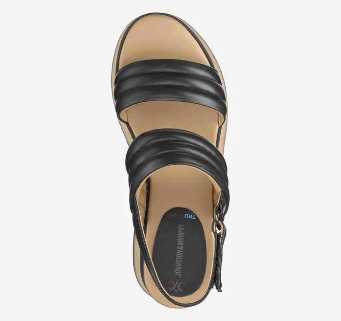 Women Sandals Johnston and Murphy Colleen DoubleBand Sandal Black Glove Leather