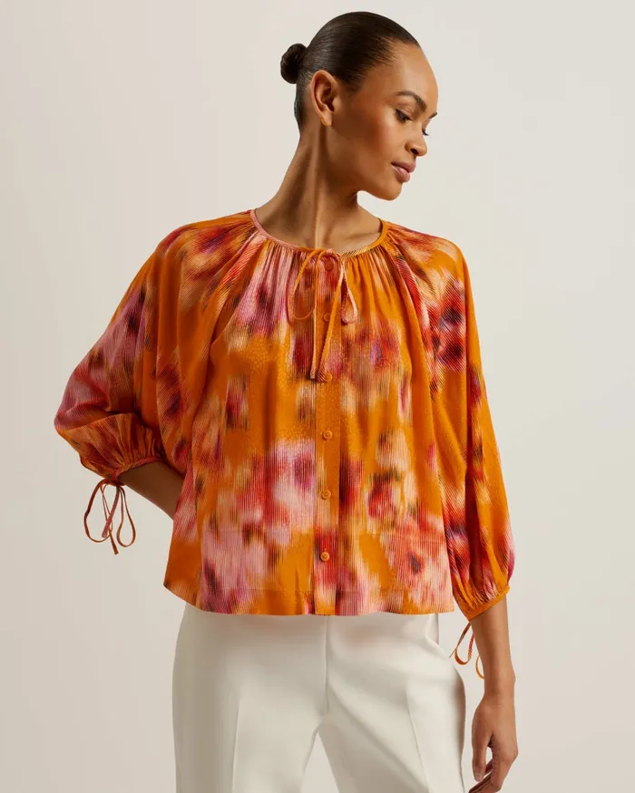 Women SAPHYA 8211 Relaxed Fit Tie Detail Blouse Orange Ted Baker Tops and Blouses Women SAPHYA 8211 Relaxed Fit Tie Detail Blouse Orange Ted Baker Tops and Blouses
