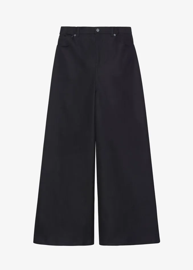 Women Sasha Wide Leg Twill Pants 8211 Black The Frankie Shop Bottoms