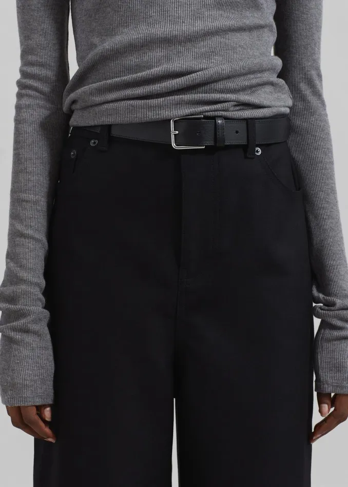 Women Sasha Wide Leg Twill Pants 8211 Black The Frankie Shop Bottoms