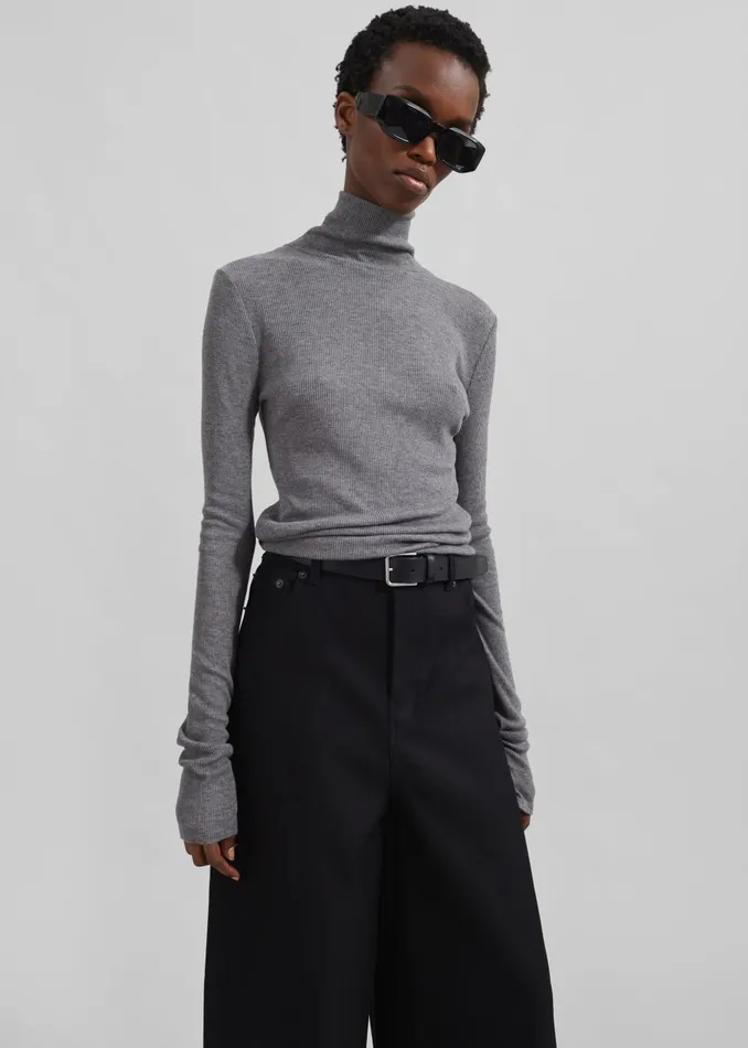 Women Sasha Wide Leg Twill Pants 8211 Black The Frankie Shop Bottoms