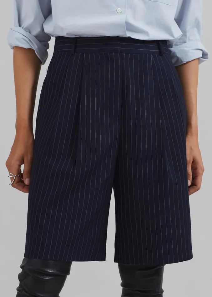 Women Sava Bermuda Shorts 8211 NavyWhite Stripe The Frankie Shop Bottoms