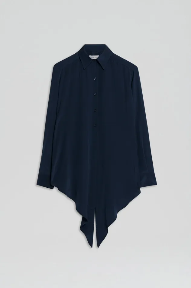 Women Scanlan Theodore SILK TIE FRONT SHIRT NAVY Shirts Women Scanlan Theodore SILK TIE FRONT SHIRT NAVY Shirts