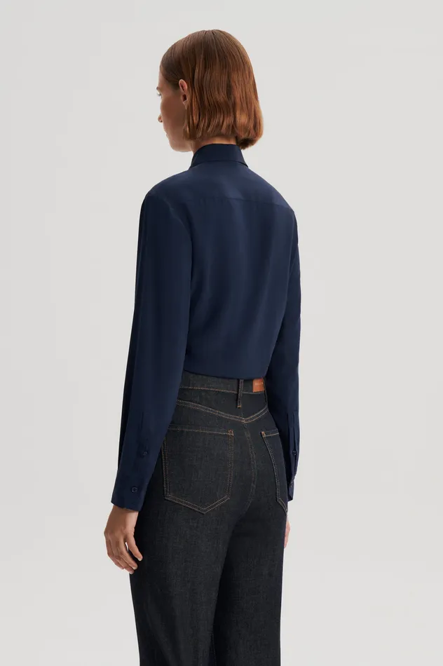 Women Scanlan Theodore SILK TIE FRONT SHIRT NAVY Shirts Women Scanlan Theodore SILK TIE FRONT SHIRT NAVY Shirts