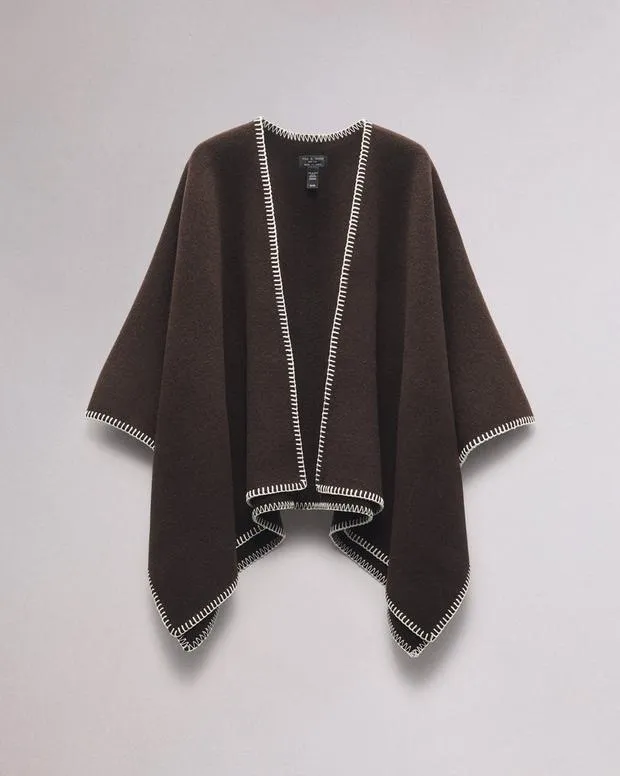 Women Scarves and Ponchos Rag and Bone Ingrid Wool Poncho Mahogany