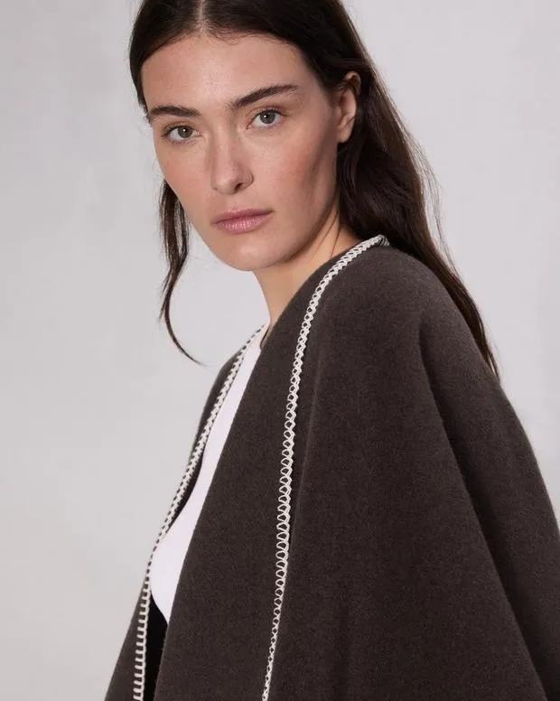 Women Scarves and Ponchos Rag and Bone Ingrid Wool Poncho Mahogany
