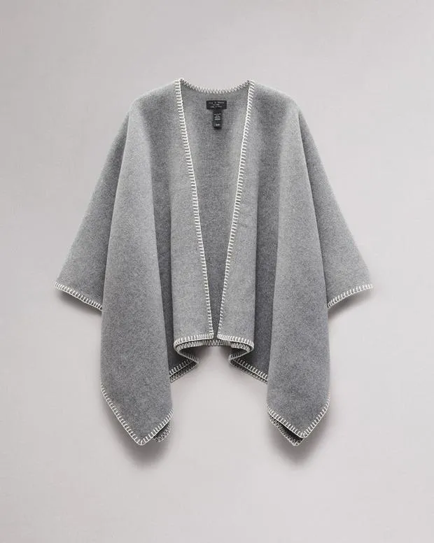 Women Scarves and Ponchos Rag and Bone Ingrid Wool Poncho Mid Grey