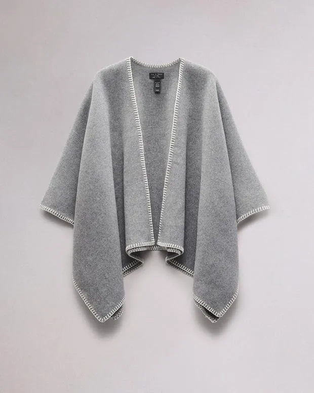 Women Scarves and Ponchos Rag and Bone Ingrid Wool Poncho Mid Grey