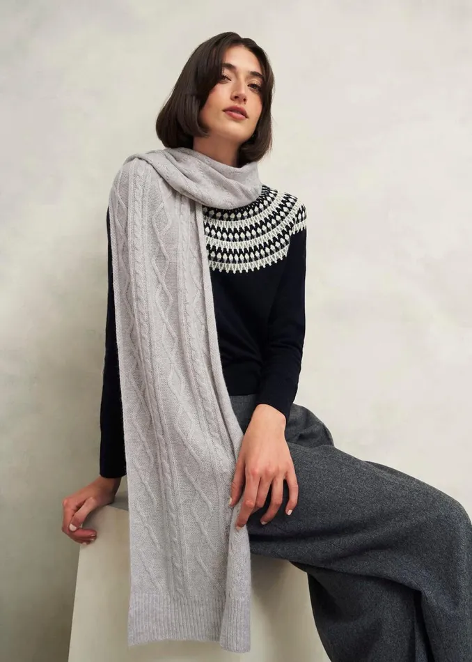 Women Scarves Hobbs Steph Wool Scarf Pale Grey