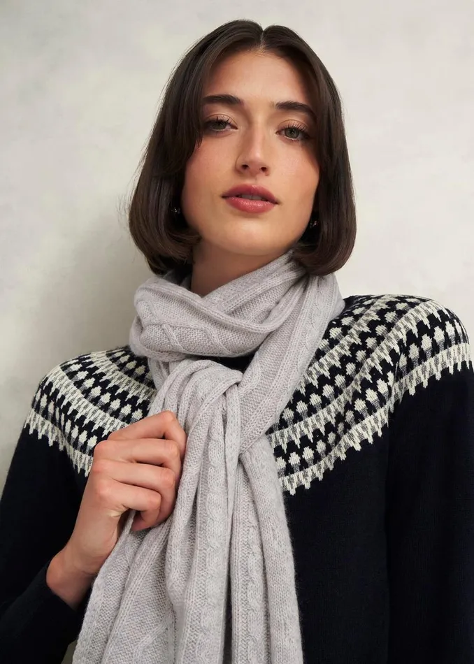 Women Scarves Hobbs Steph Wool Scarf Pale Grey