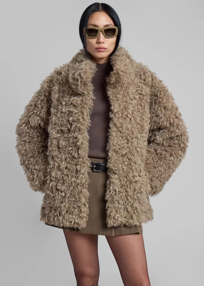 Women Scotia Faux Shearling Jacket 8211 Beige The Frankie Shop Outerwear
