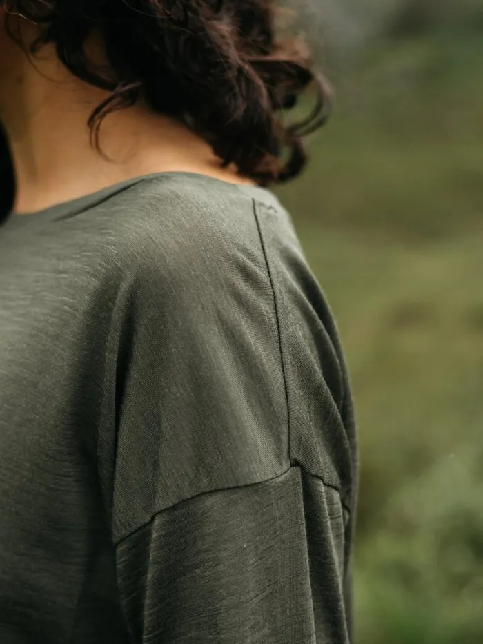 Women Seeker Merino Long Sleeve TShirt Olive Finisterre Tops and Shirts