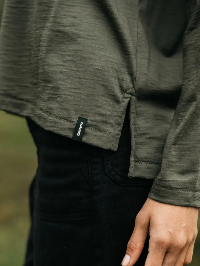 Women Seeker Merino Long Sleeve TShirt Olive Finisterre Tops and Shirts