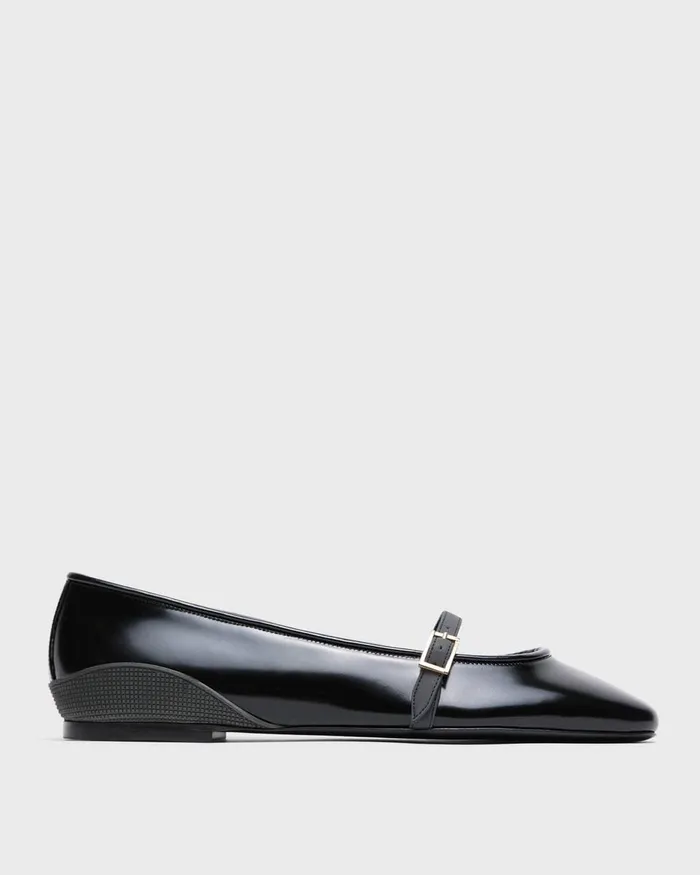 Women Shoes Theory Leather Ballerina Flat Black