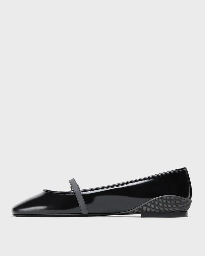 Women Shoes Theory Leather Ballerina Flat Black