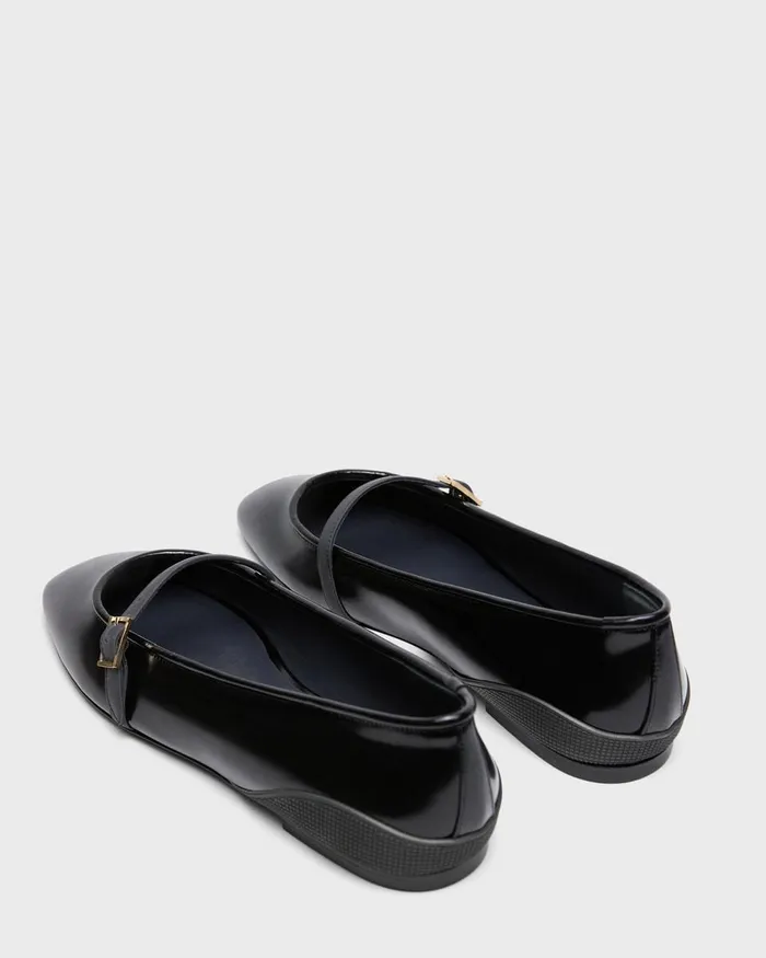 Women Shoes Theory Leather Ballerina Flat Black
