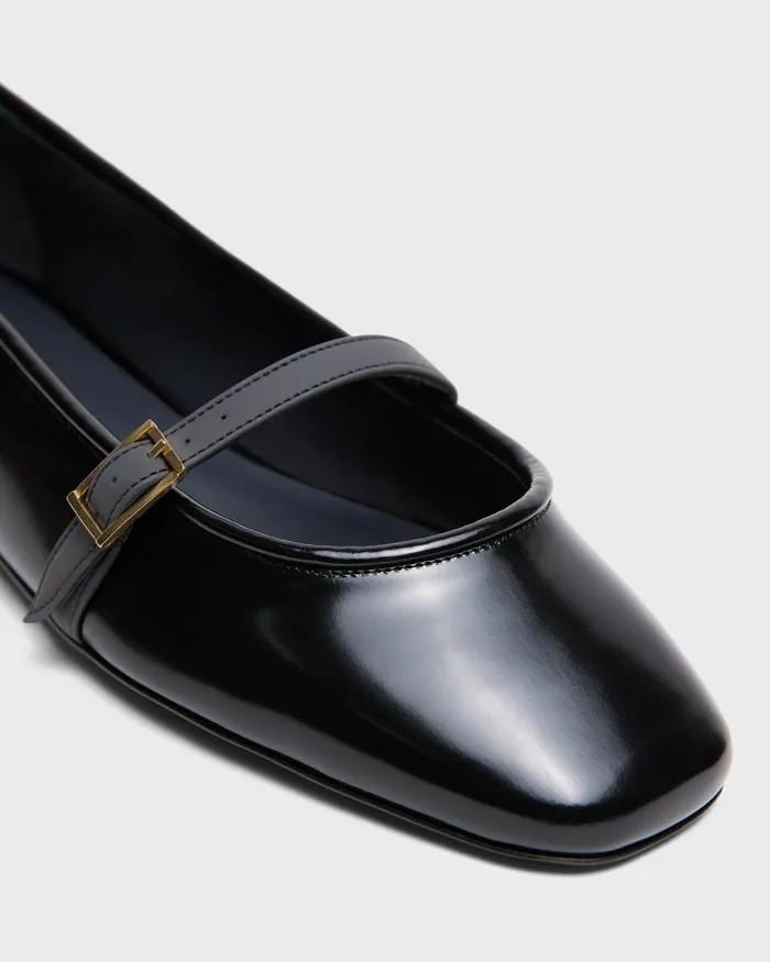 Women Shoes Theory Leather Ballerina Flat Black