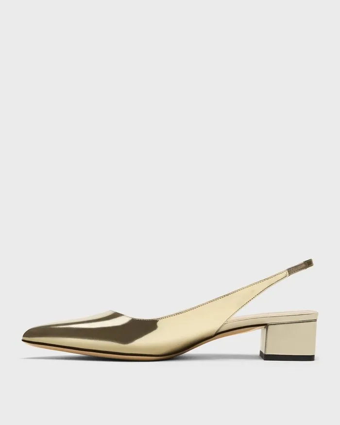 Women Shoes Theory Slingback Pump In Metallic Leather Light Gold