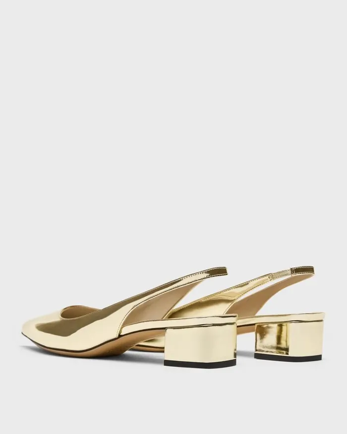 Women Shoes Theory Slingback Pump In Metallic Leather Light Gold