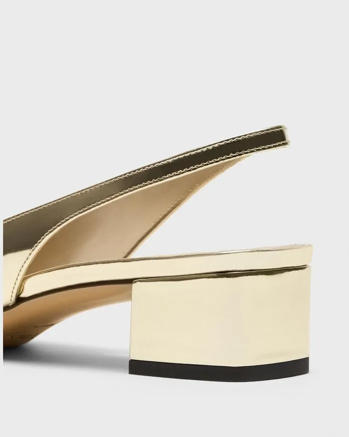 Women Shoes Theory Slingback Pump In Metallic Leather Light Gold